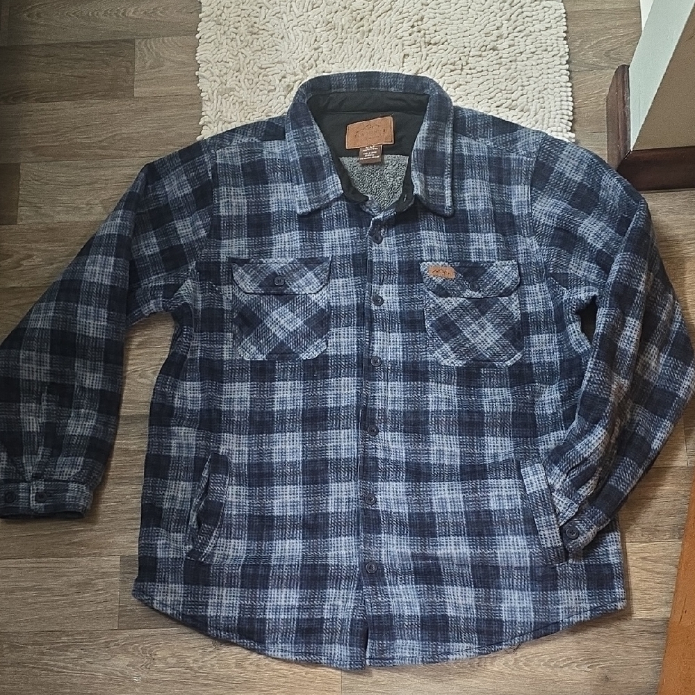 Mountain Ridge Men's Blue Plaid Lightweight Shirt Jacket Sz XXL